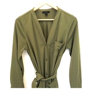 J. Crew Long sleeve belted knit dress in Olive